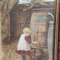 Картина върху дъска „Младо момиче, което донася вода“, снимка 3 - Други ценни предмети - 45254226