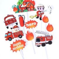 Пожарна пожарникар огън Happy Birthday топер топери клечки за парти рожден ден торта декор, снимка 1 - Други - 45197242