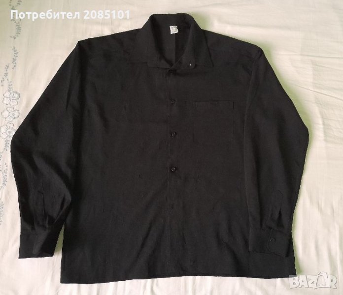 Мъжка черна риза с дълъг ръкав, снимка 1