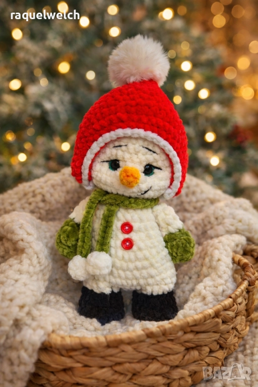 Ръчно Изплтен Снежен Човек "Амигурими", снимка 1