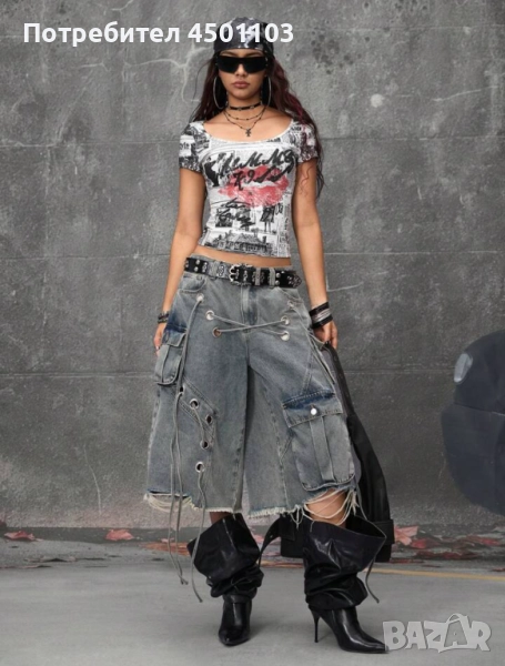 Дамски къси дънки/шорти/бермуди S-M, снимка 1