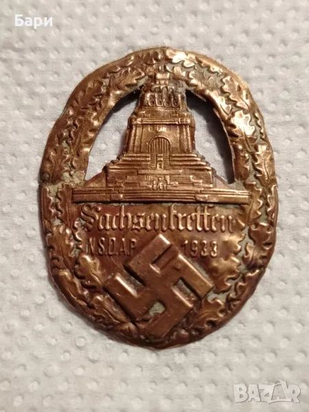 Стара немска значка от втората световна война Sahsentreffen NSDAR 1933, снимка 1