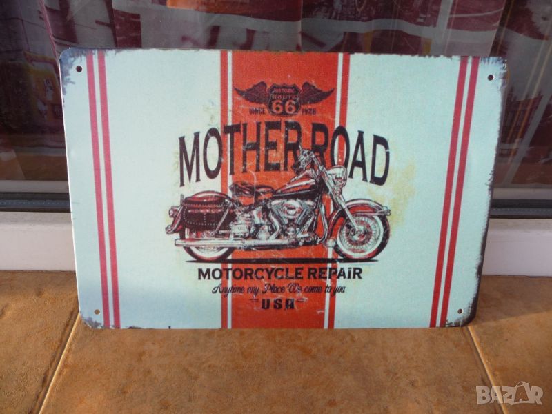 Метална табела мотор Mother road Каране на мотоциклети пътя магистарали, снимка 1