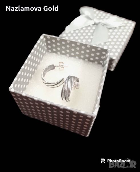 Сребърни обеци с винтчета и безплатна кутийка за подарък, снимка 1
