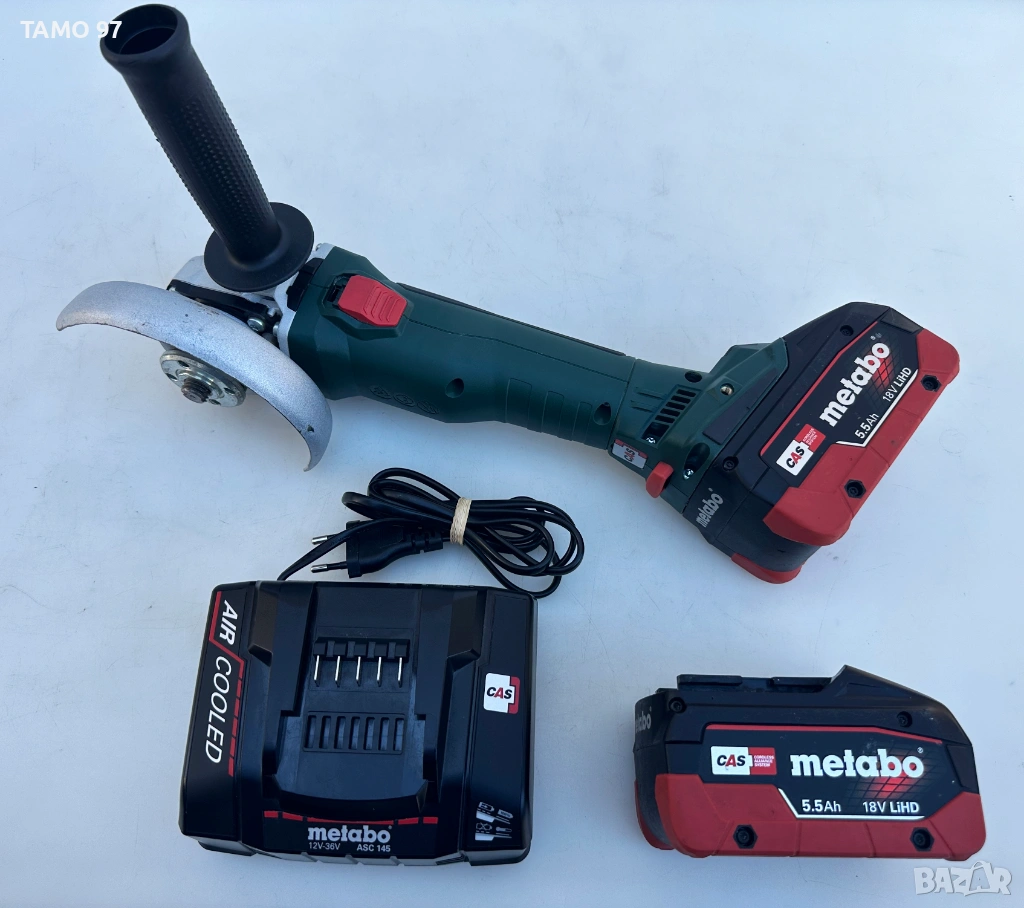 METABO W 18 LT BL 11-125 - Безчетков ъглошлайф 2x18V 5.5Ah като нов!, снимка 1