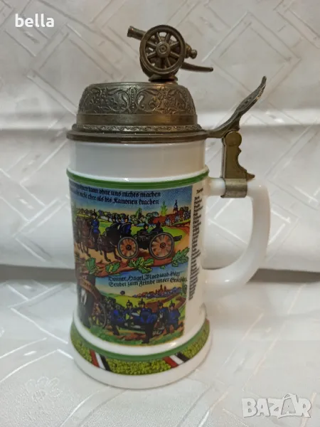 Стара немска халба BMFN W.Germany в горният край с оръдие което е латерна, снимка 1