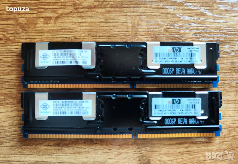 рам памет  сървърна 2 x 1GB (2GB) Nanya NT1GT72U8PB0BN-3C Memory SDRAM ECC PC2-5300F-555 11-B4, снимка 1