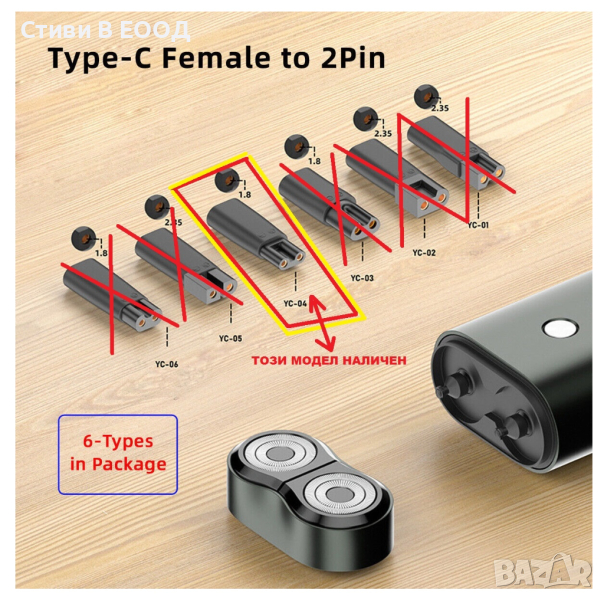 Адаптер за електрическа машинка USB Type C. НОВО., снимка 1