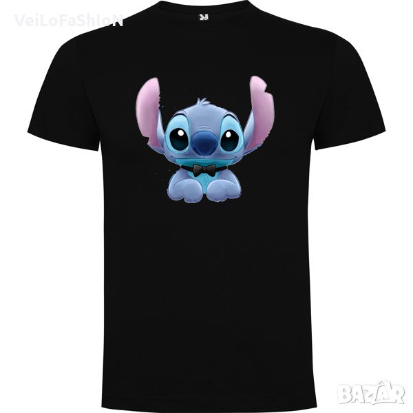 Нова детска тениска със Стич (Stitch) - Elegant Stitch в черен цвят, снимка 1