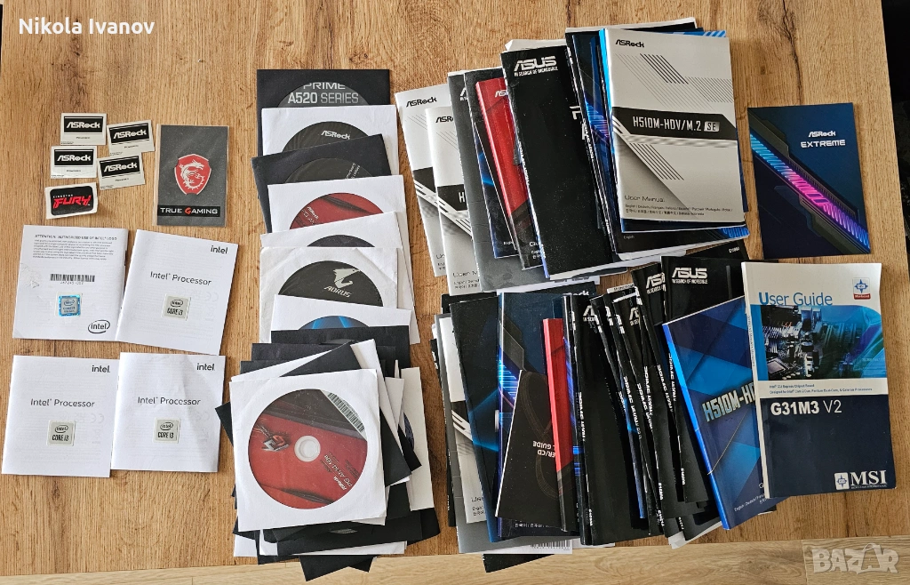 Лот стикери, дискове и упътвания intel, asrock, MSI, gigabyte, Asus, Kingston fury, , снимка 1