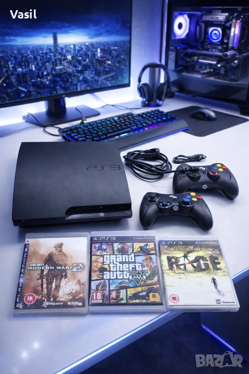  Sony PlayStation GTA 5 /Call of Duty / Rage + 2 геймърски джойстика, снимка 1