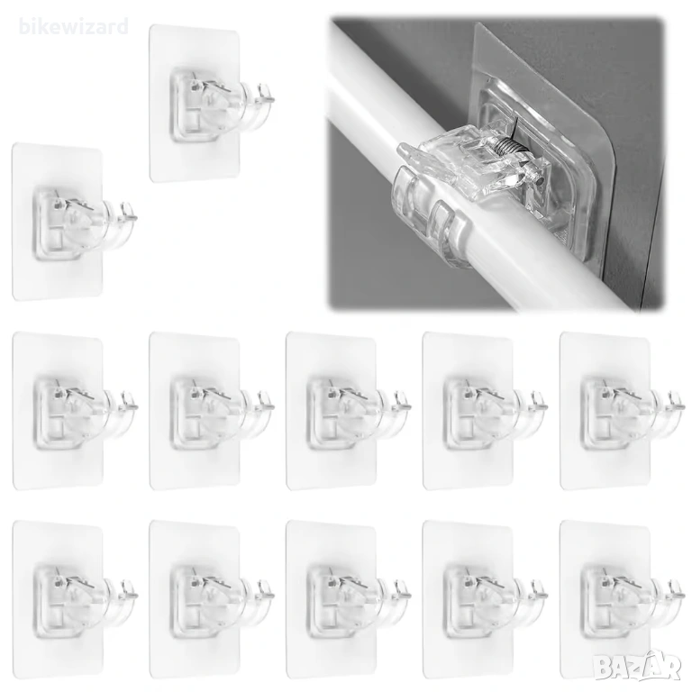 Самозалепващи държачи за корнизи за лесен монтаж – 12 броя НОВИ, снимка 1