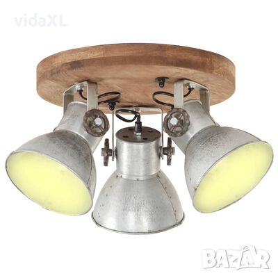 vidaXL Индустриална таванна лампа 25 W сребриста 42x27 см E27(SKU:320505, снимка 1