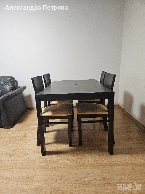 Разтегателна трапезна маса с 4 стола, снимка 1