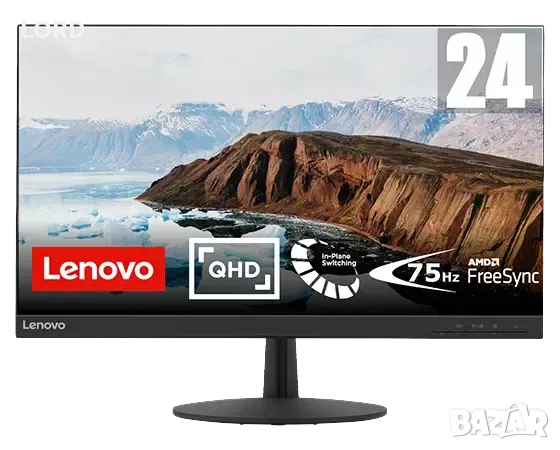 Монитор Lenovo L24q-30, 2K QHD, 75Hz - Перфектен!, снимка 1