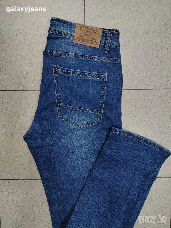 Viman- прави дънки, класика светъл цвят, избелени, изчистени, пролетен деним с лек еластан, снимка 1