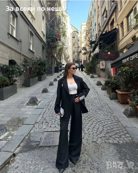 Дамски черен костюм с две части Код LFS342, снимка 1