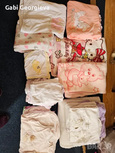 Лот бебешки одеяла,чаршафи и чувалче за сън за момиче, снимка 1