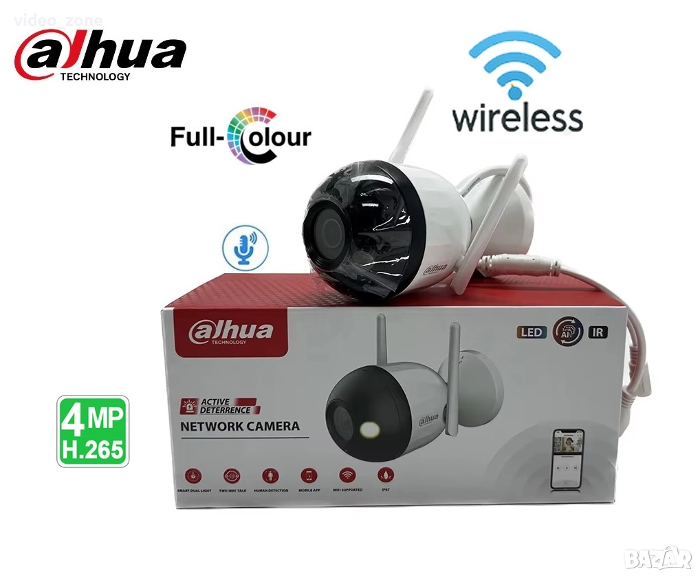 DAHUA булет водоустойчива камера 4 MP IP Wi-Fi (безжична), снимка 1