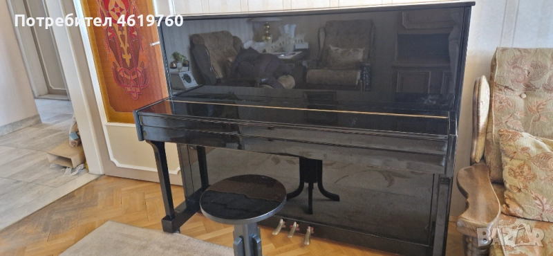 Продавам пиано от Беларус - черно, с германски механизъм, състояние много добро, цена 450 лв., намир, снимка 1