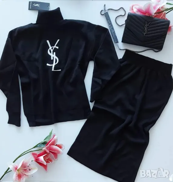 дамски комплект блуза, пола рипс и чанта saint laurent , снимка 1