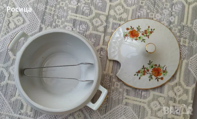 КРАСИВА ПОРЦЕЛАНОВА ЗАХАРНИЦА ОТ СОЦА С ЩИПКА ЗА КУБЧЕТА ЗАХАР , снимка 3 - Колекции - 50143977