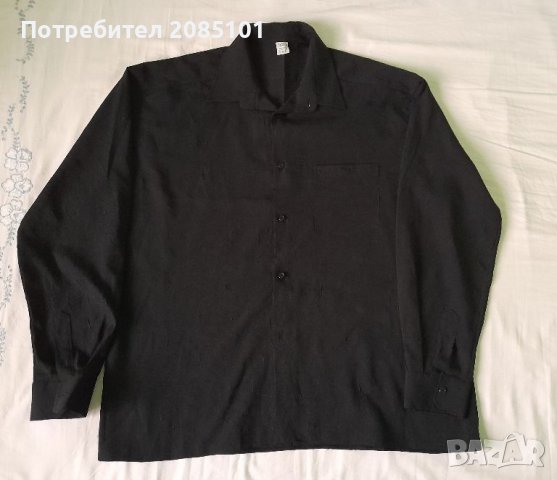 Мъжка черна риза с дълъг ръкав, снимка 1 - Ризи - 45369835