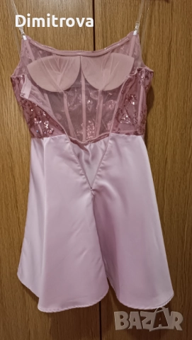 Елегантна рокля в розово, снимка 3 - Рокли - 51701201