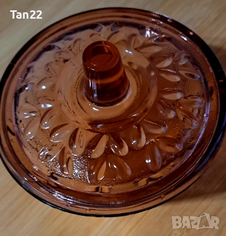 Кафява стъклена захарница , снимка 2 - Сервизи - 51536161