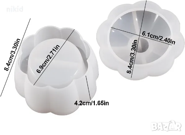 3D голяма тиква и капак кутия силиконов молд форма фондан гипс шоколад кашпа саксия смола декор, снимка 2 - Форми - 47072633