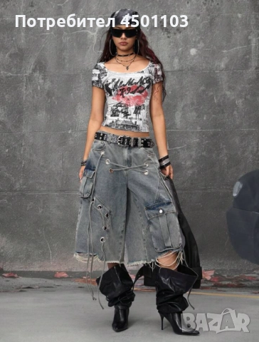 Дамски къси дънки/шорти/бермуди S-M, снимка 1