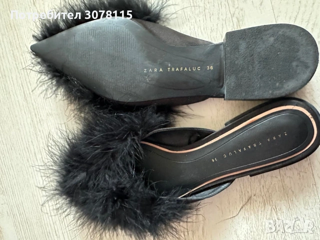 Чехли със естествени пера ZARA , снимка 3 - Чехли - 54091107