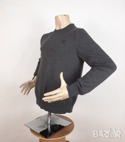 Fred Perry Crew Neck Sweater - Оригинален мъжки пуловер размер L, снимка 3 - Пуловери - 53638387