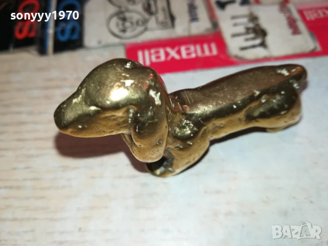 ЗАЯВЕНО-КУЧЕ-МЕД/МЕСИНГ 7х5х2см-МАСИВНА ФИГУРА ОТ АНГЛИЯ 1907252017, снимка 11 - Антикварни и старинни предмети - 51076091