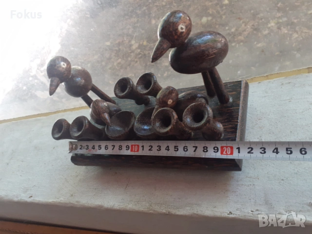 Интересна дървена мастилница с пиленца, снимка 7 - Антикварни и старинни предмети - 53366408