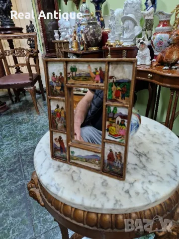 Страхотно антикварно огледало ръчно изрисувано , снимка 5 - Антикварни и старинни предмети - 50154176