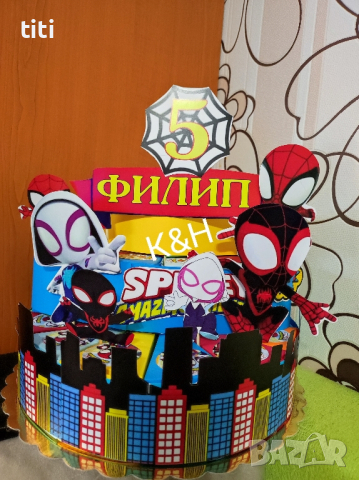  Картонена торта Spidey Amazing friends Спайди и неговите невероятни приятели, снимка 1 - Други - 40598369