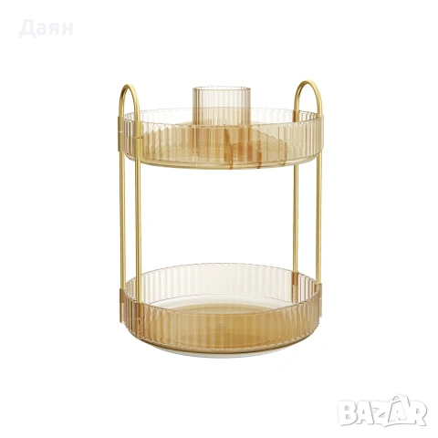 Въртящ се органайзер за грим, кръгъл, 2-етажен, регулируем, за тоалетка SONGMICS, снимка 2 - Други - 53209356