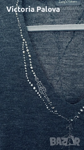 Модна къща ZADIG & VOLTAIRE - ексклузивна колекция блуза с кристали , снимка 4 - Блузи с дълъг ръкав и пуловери - 53368744