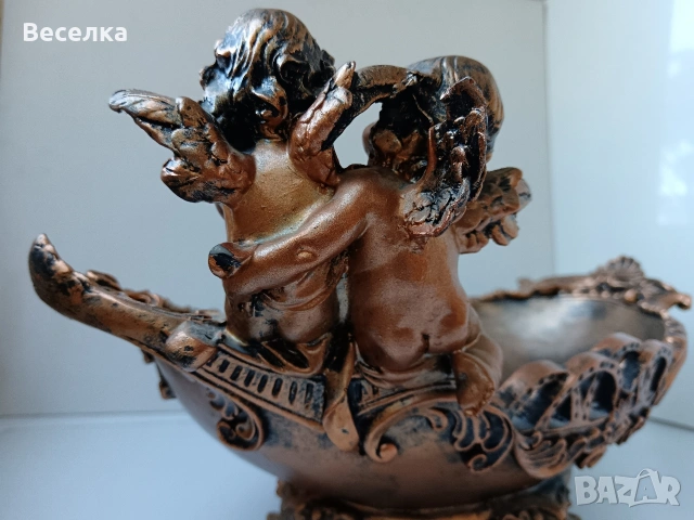 Голяма фруктиера с ангелчета , снимка 6 - Антикварни и старинни предмети - 53762914