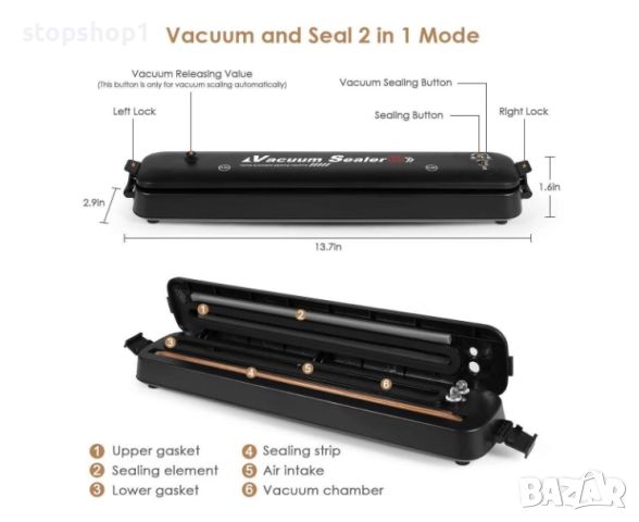 Уред за вакуумиране, За изпразване и запечатване на торби, снимка 4 - Други - 46680138