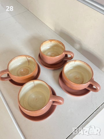 Чаши за кафе с чинийки 4 броя чашки капучино, снимка 2 - Чаши - 45038764