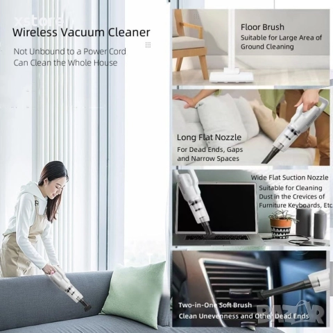 Акумулаторна безжична ръчна прахосмукачка 2 в 1, снимка 2 - Прахосмукачки - 52796036