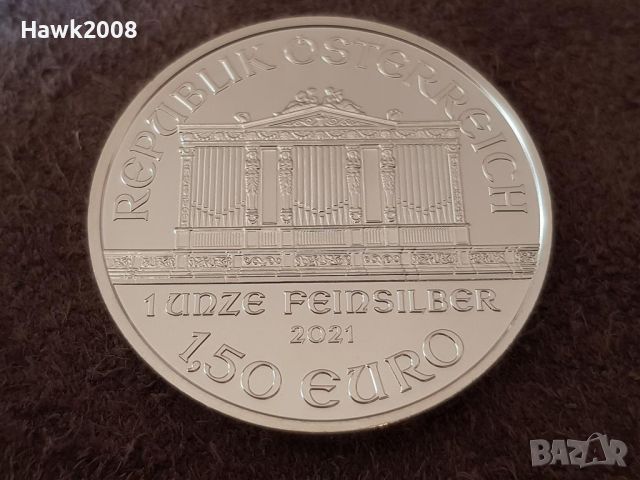 1 OZ унция 1 oz Австрийска Филхармония 2021 Сребърна монета, снимка 5 - Нумизматика и бонистика - 46483422