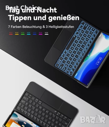 Калъф с клавиатура Earto с тъчпад, съвместим с iPad Air 11/iPad Pro 11" (Gen. 1–4)/iPad Air 5&4, снимка 2 - Аксесоари за Apple - 52915471