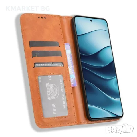 Xiaomi Redmi Note 14 4G Retro Texture Wallet Калъф и Протектор, снимка 6 - Калъфи, кейсове - 49055879