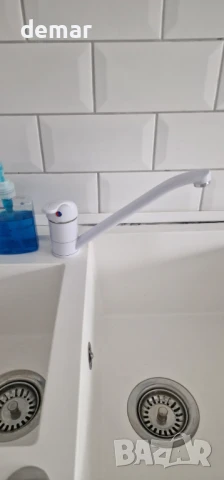 Xcel Home Бял кръгъл кухненски смесител за мивка с единичен горен лост, снимка 8 - Смесители - 50963930