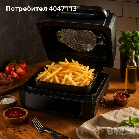 Уред 2 в 1 SilverCrest Air Fryer with Grill – хрупкаво, вкусно и без мазнина, снимка 6 - Съдове за готвене - 51815687