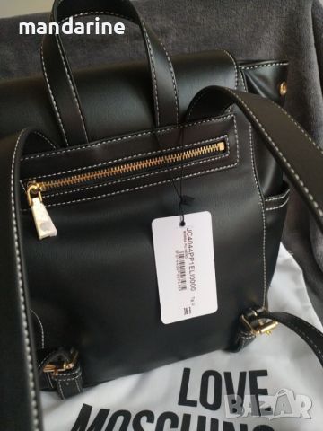 LOVE MOSCHINO 🍊 Дамска кожена раница "BLACK & GOLD" нова с етикети, снимка 4 - Раници - 46009789