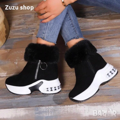 Дамкси черни зимни боти, снимка 4 - Дамски боти - 53056179